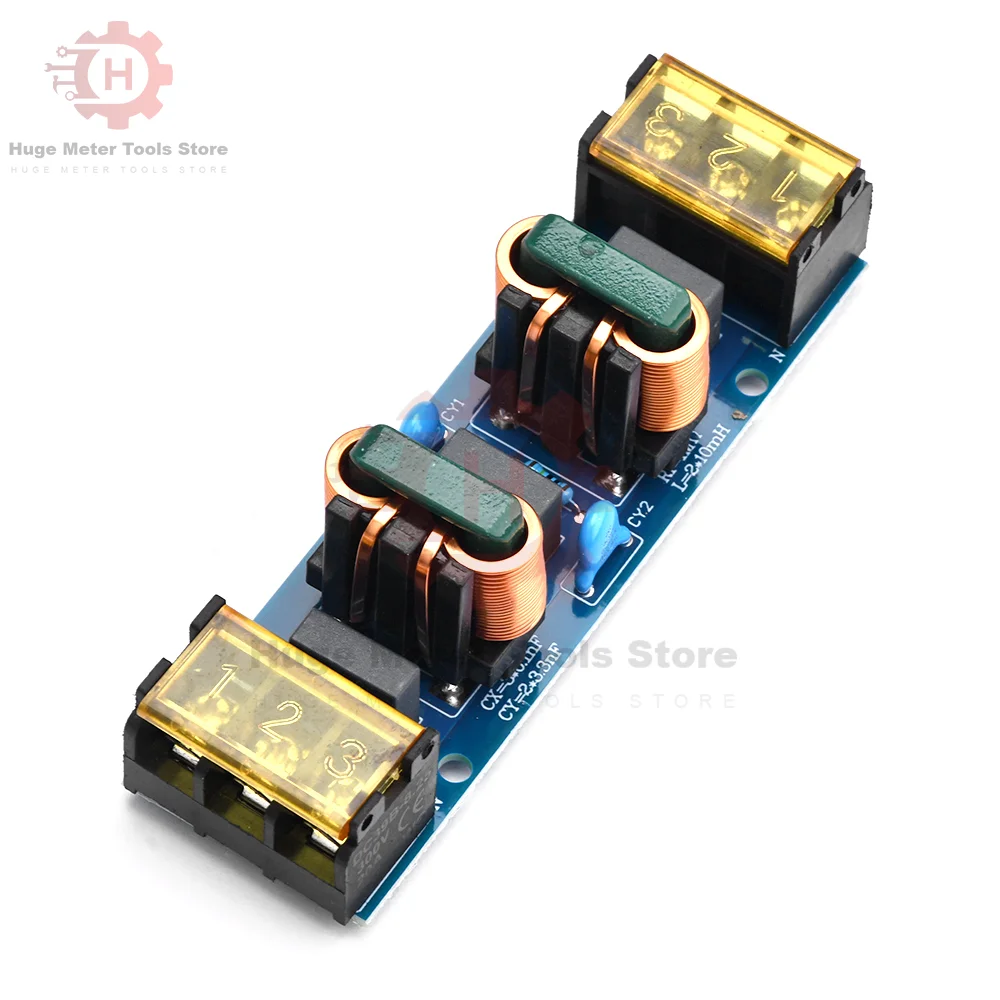 6A 25A EMI Filter Power Filter Board EMI High-frequency Two-stage Power Low-pass Filter Board EMC Audio Amplifier Purifier