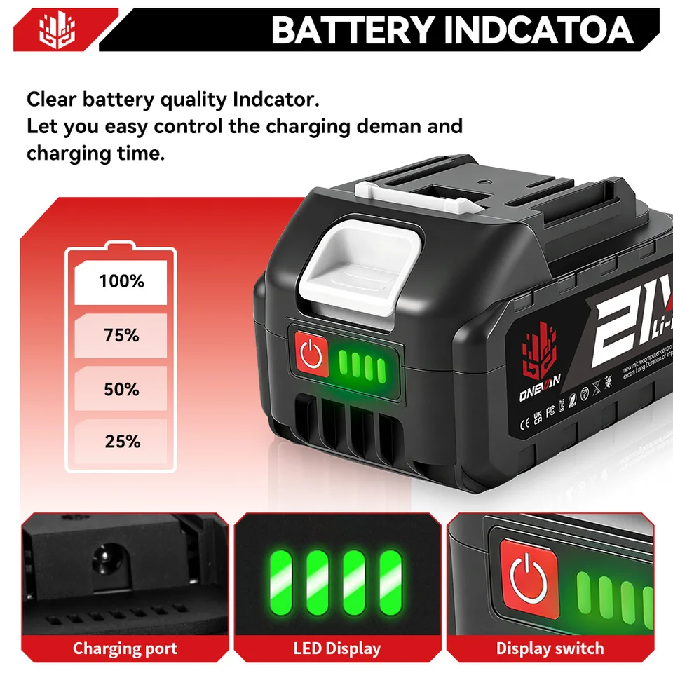 21V 15000mAh Rechargeable Lithium Ion Battery for BL1850 BL1840