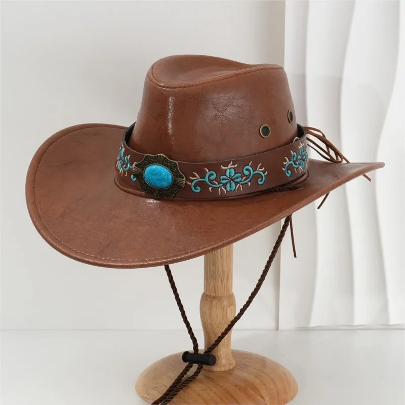 The men's and women's casual leather top hats with unique three-dimensional hand-embroidery are perfect for photography