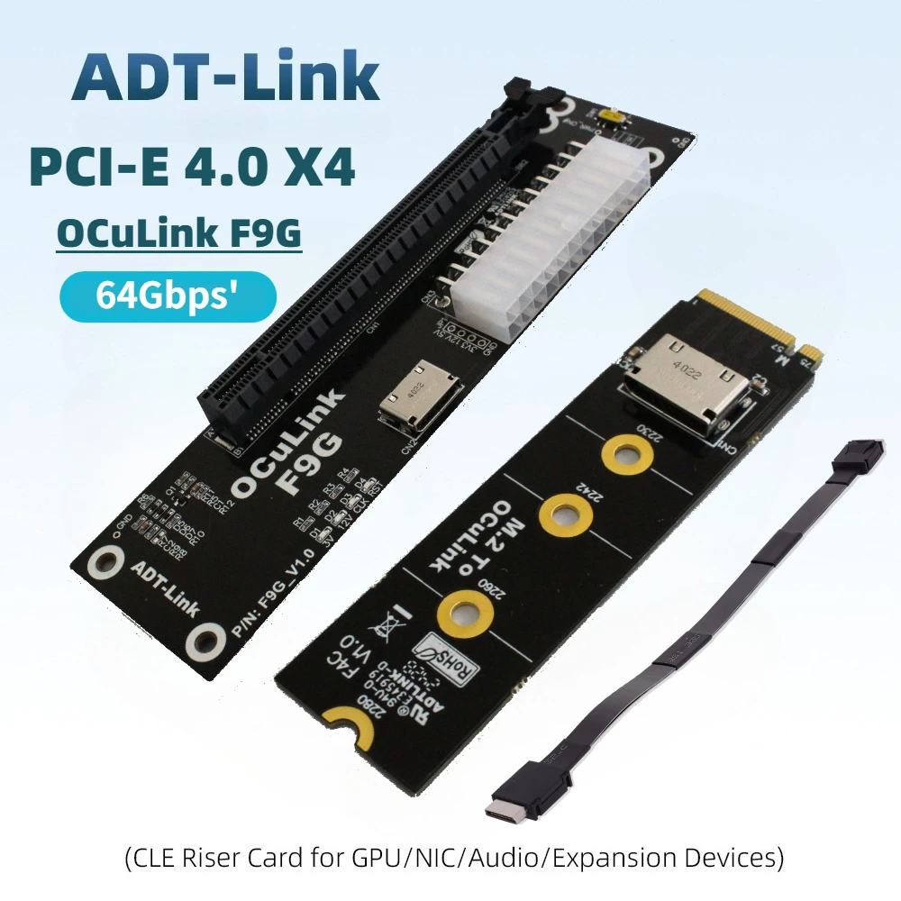 PCIe 4.0 F9G 64Gbps OcuLink Laptop External Graphics Card GPU Docking Station -M2 M.2 NVMe to SFF-8612 OcuLink EGPU Adapter Card