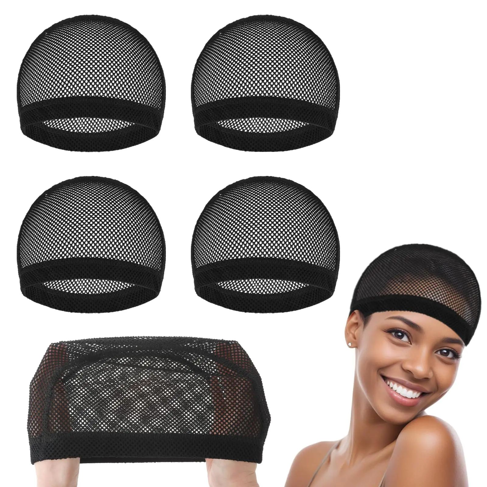 2 Pack Crochet Wig Caps, Black Stretch Mesh Wig Caps, Non-slip Braided Wig Caps for Wig Making and Fixing