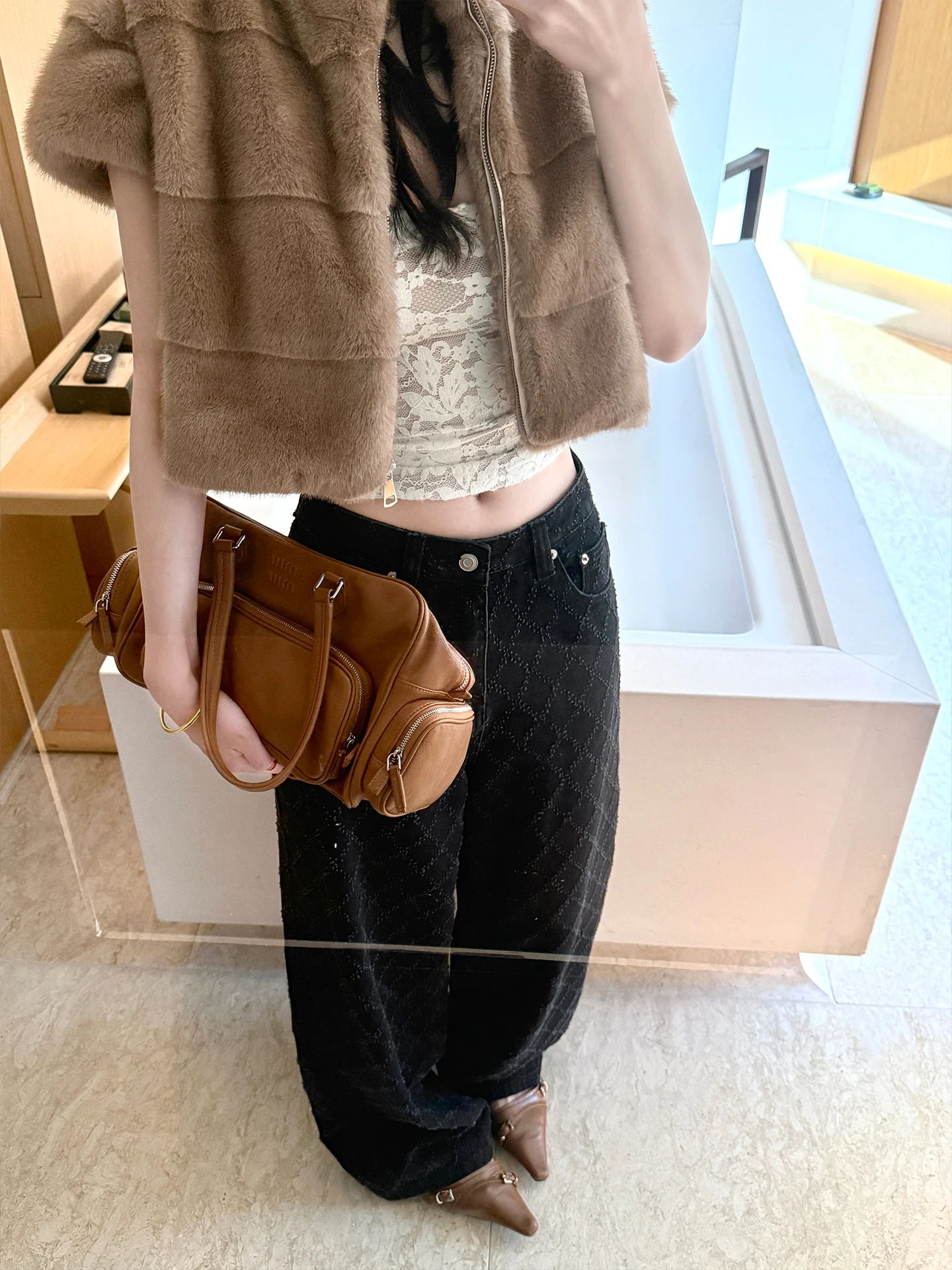 

Джинсы Laareetoo из плотного денима с высокой талией, широкими штанинами, свободного кроя, прямые, струящиеся, повседневные, женские