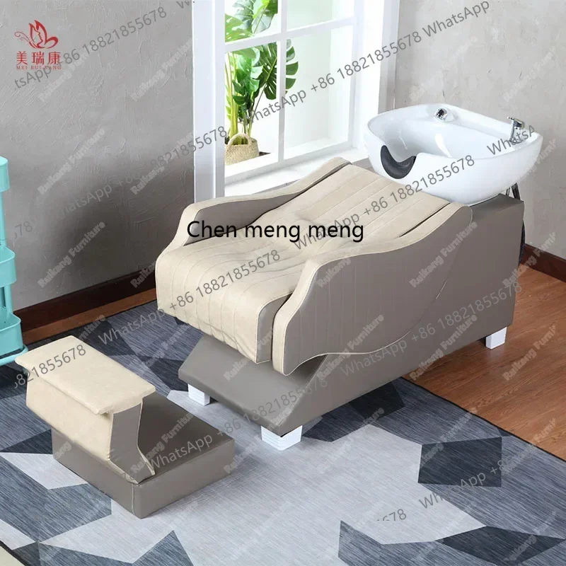 smt7486 Bacino in ceramica Mezza sdraiata Salone Barbiere Shampoo Shampoo Sedia Salone di bellezza Letto sdraiato7486