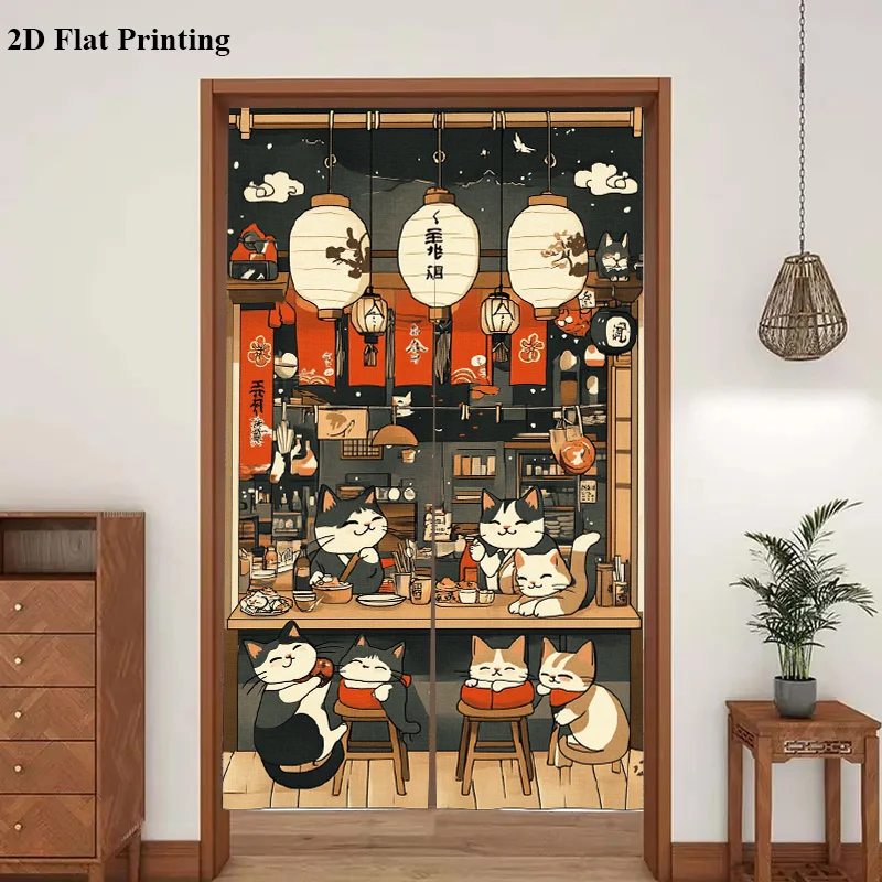 

kawaii cat japanese izakaya door curtain cartoon kitchen bar scene for home decor gift Can be used as a partition easy tocarefor