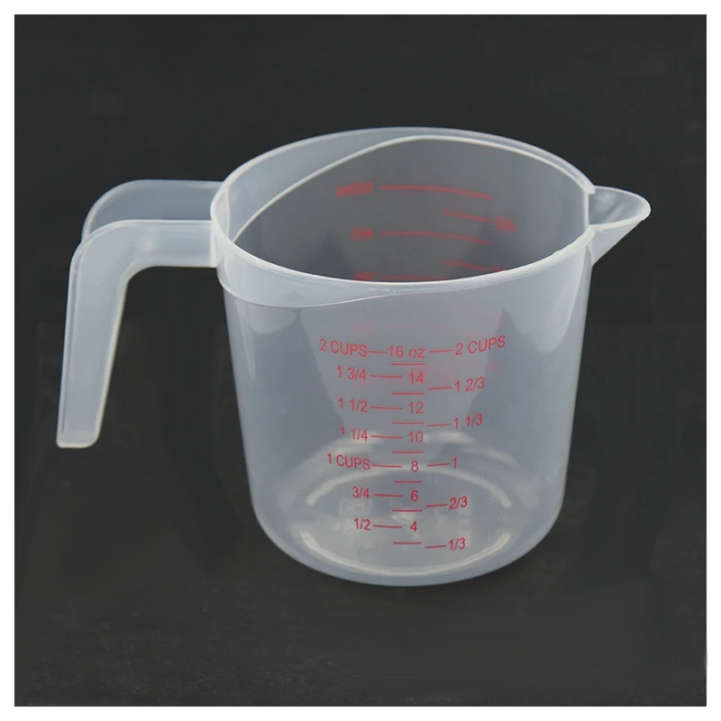 2X 500Ml Home Lab Measuring Jug Pitcher Plastic Handle Pour Spout Container