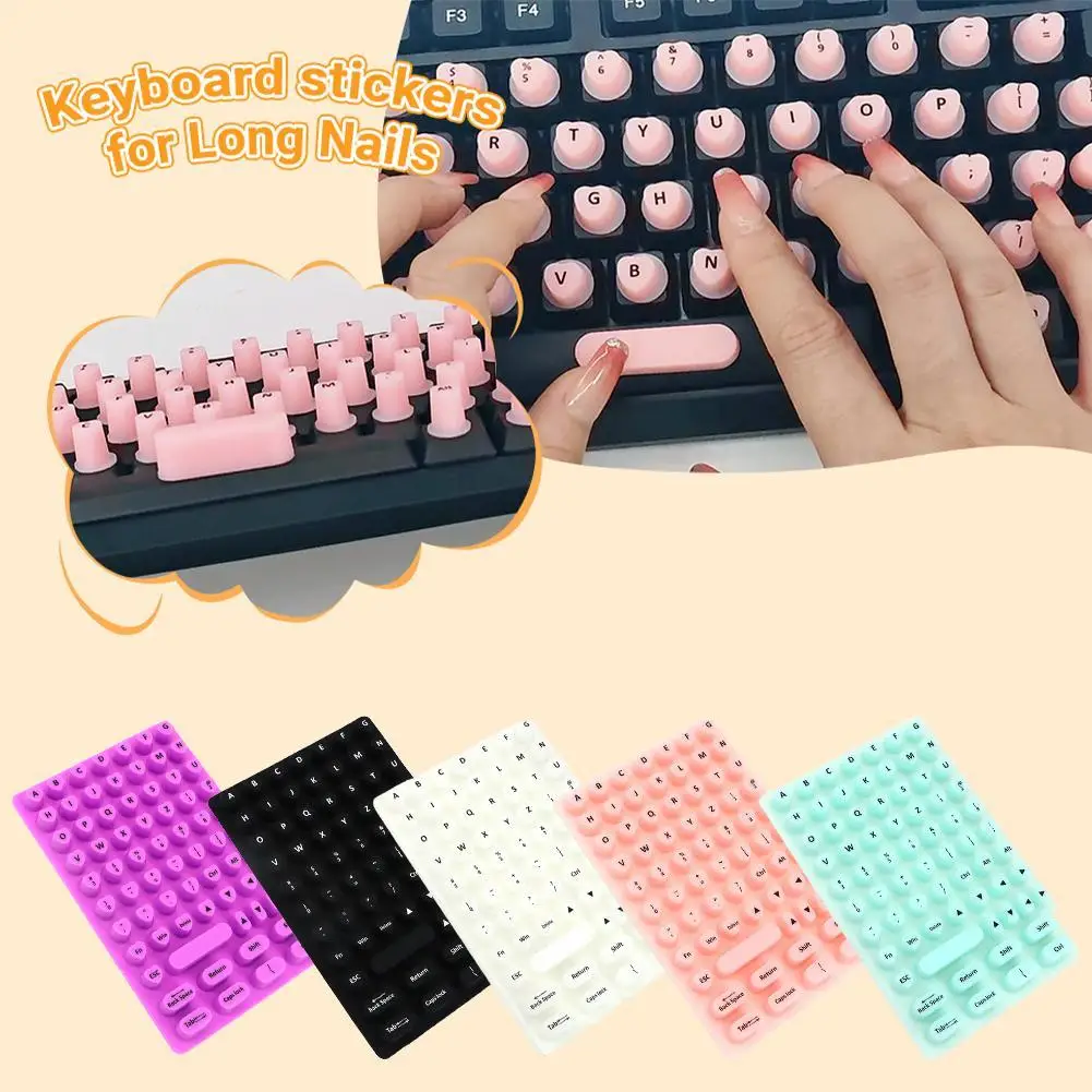 

Nail Art Special Typing Artifact Protect Long Nails Silicone Key Cap Keyboard Sticker Desktop Computer Nail Art Keyboard Film