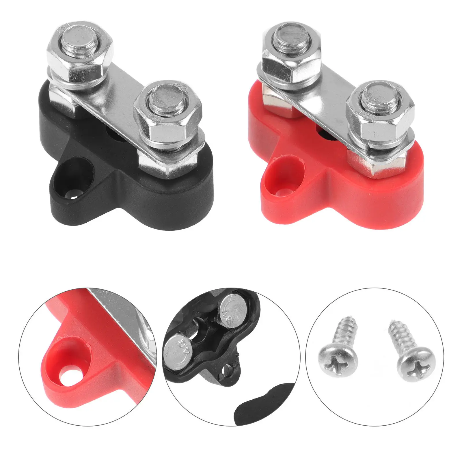 

2Pcs Battery Terminal Distribution Block Heavy Duty Stainless Steel Brass Plastic for 48V Car Rv Boat Electrical Systems