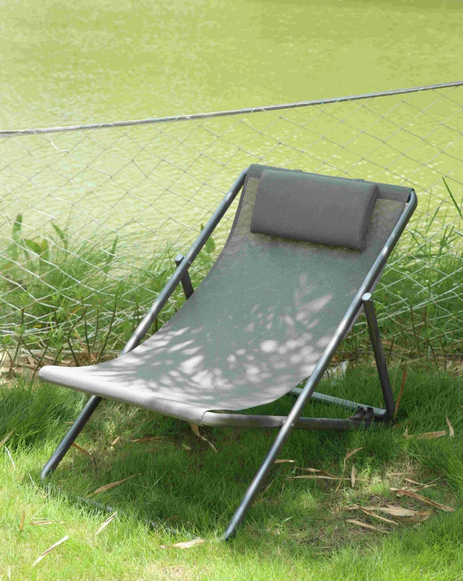 Outdoor Leisure Pink Metal Folding Chair Comfortable Durable Modern Style Moon Chair Oxford Adjustable Portable Beach Chair  كرس