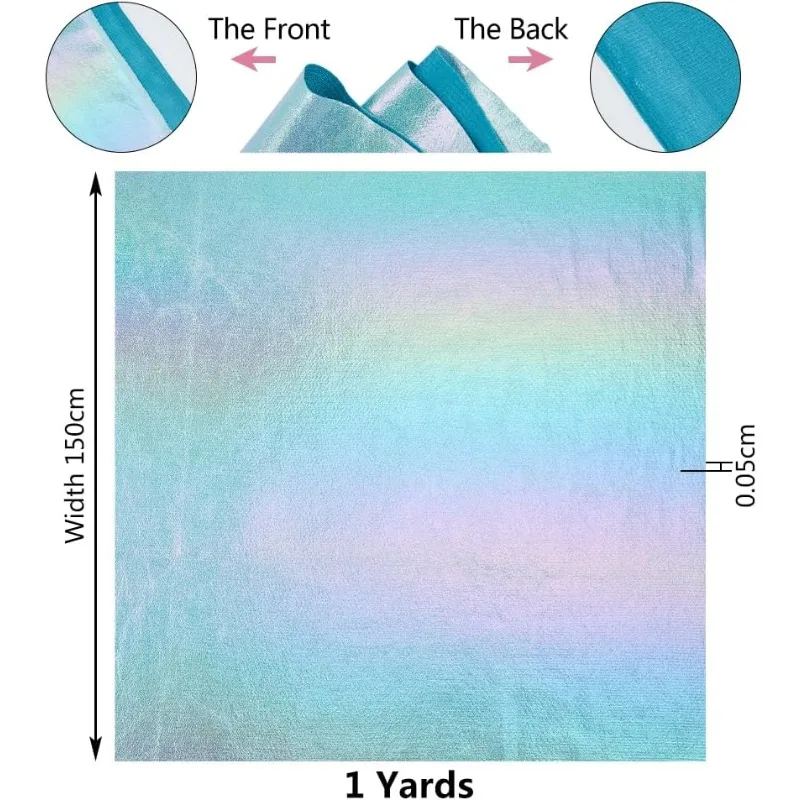 1 Yard Iridescent Fabric Shimmer Sewing Crafting Aquamarine Blue Holograhic Fabric Costume Stage Performance Fabric