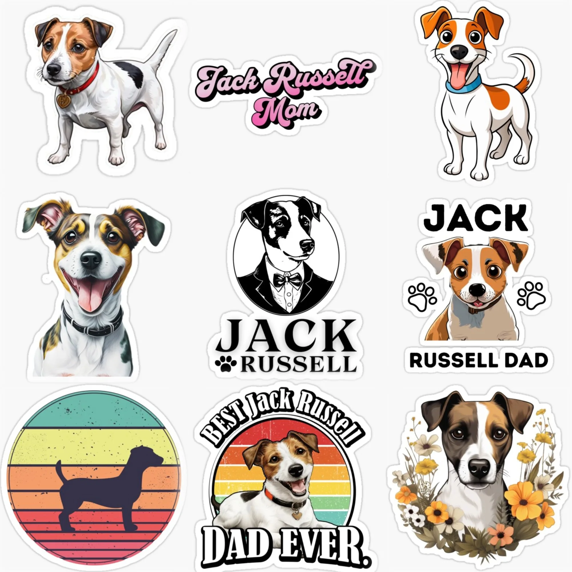 Jack Russell Cute Pets Sticker for Decorate Car Bicycle Helmet Wall Fridge Decal