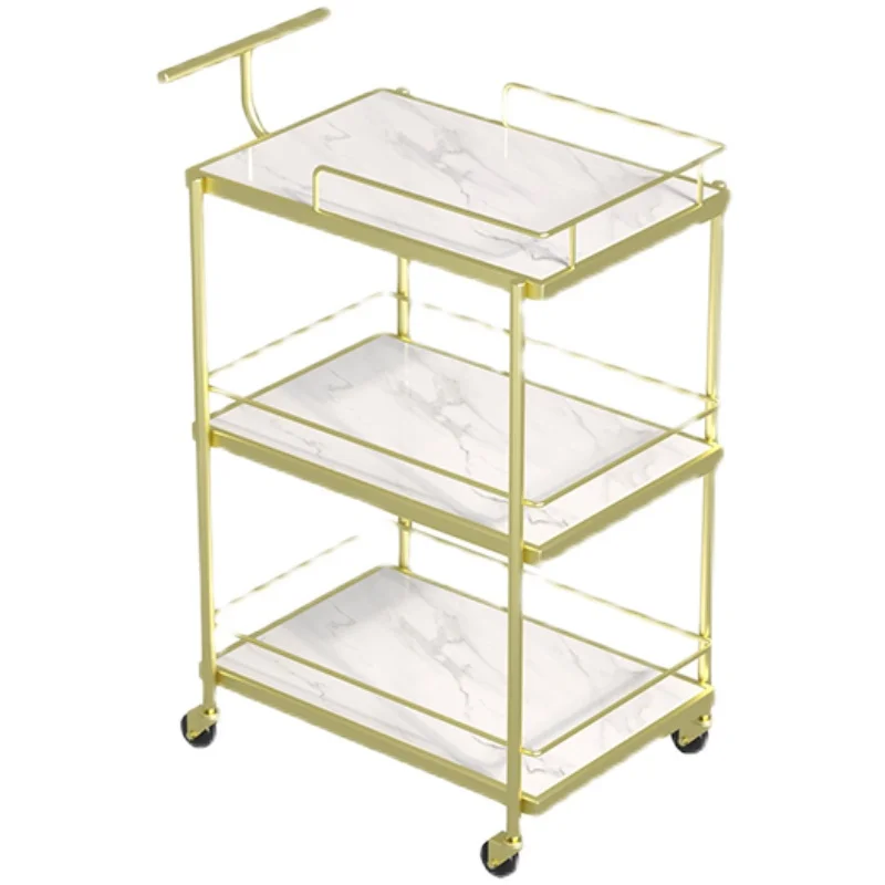 Professional Gold Trolley Beauty Salon Aesthetic Portable Metal Salon Trolley Rolling Carro Peluqueria Salon Furniture MQ50TC