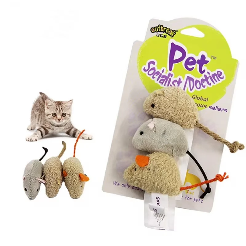 3pcs Plush Simulation Mouse Cat Toy Plush Mouse Cat Scratch Bite Resistance Interactive Mouse Toy Palying Toy For Cat Kitten