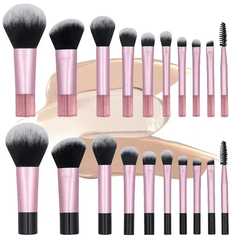 Juego de Mini brochas de maquillaje suaves para viaje, 10 Uds., brocha portátil para sombra de ojos, base en polvo, corrector de pestañas, colorete, juego de brochas de maquillaje