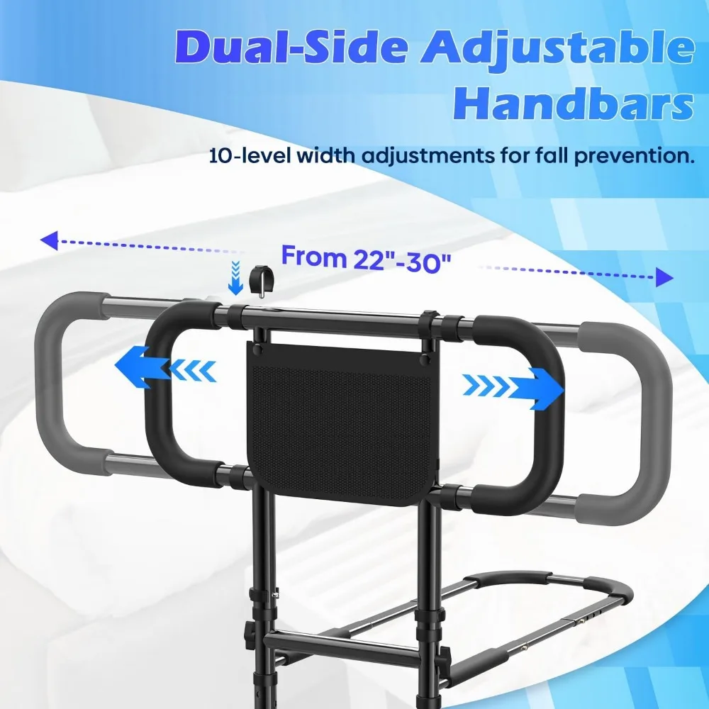 Adjustable Bed Safety Rail for Seniors with Non-Slip Handle, 400lb Capacity, Fits All Bed Sizes