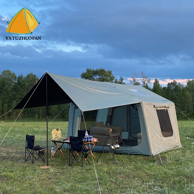 

Надувная палатка для кемпинга, водонепроницаемая палатка из оксфордской ткани, семейный кемпинговый домик с комплектом для надувания