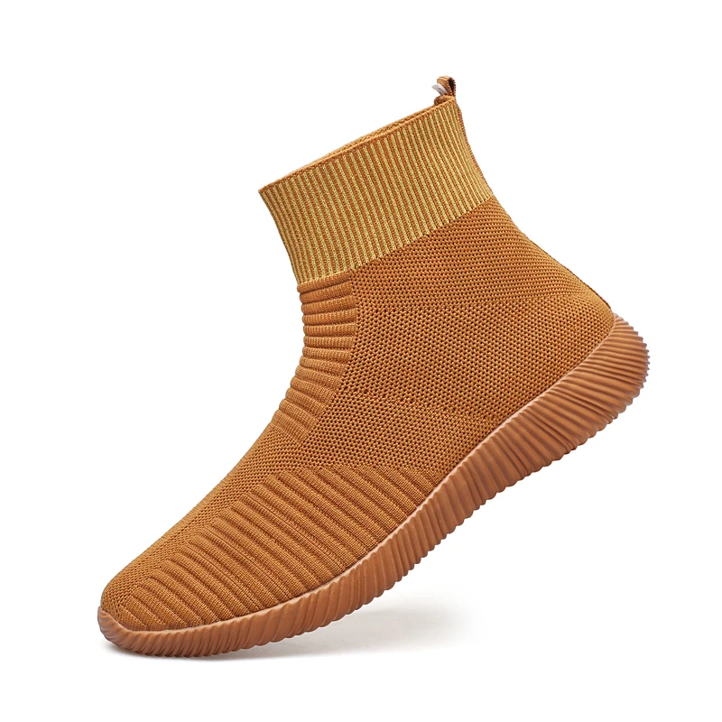 

Plus Size 35-44 Couple High-Top Socks Shoes Woven Mesh Breathable Sports Shoes For Men Lightweight Platform Socks Sneakers Women