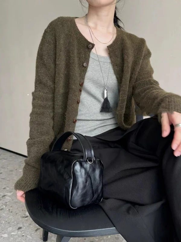 الكورية Sle عادية الملفوف مارليد محبوك سترة معطف المرأة الخريف الشتاء بسيط تنوعا كسول Sle تريكو Jaet