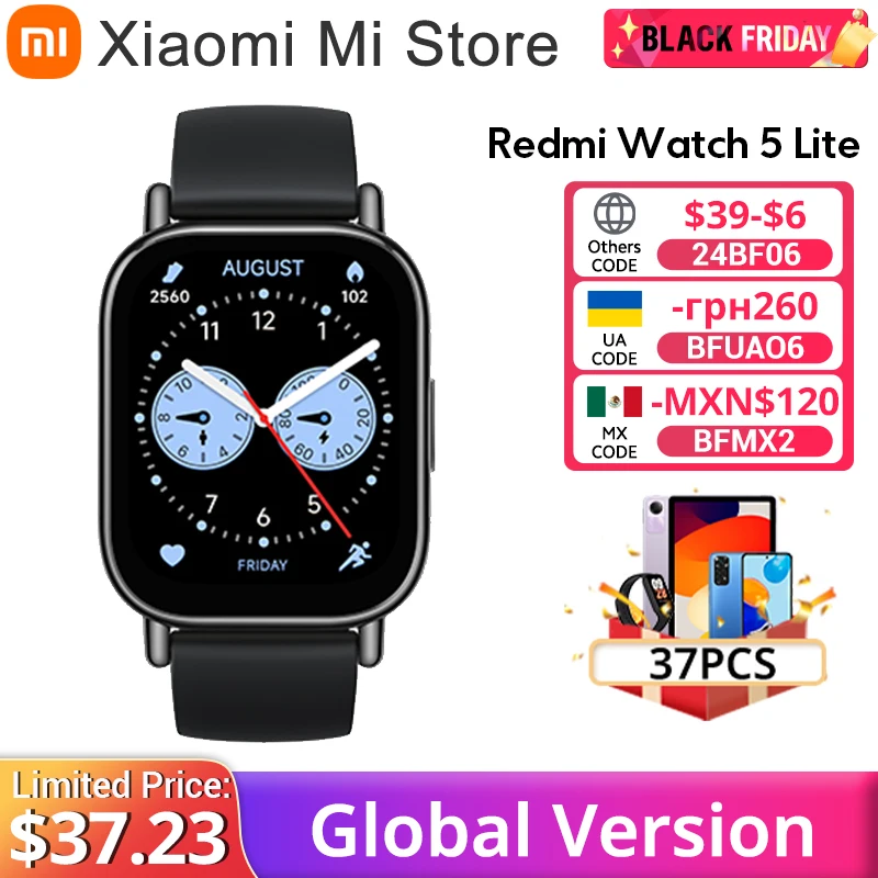 Global Version Xiaomi Redmi Watch 5 Lite 1.96'' AMOLED display 18-Day Battery life Bluetooth® calling Built-in GNSS 5ATM