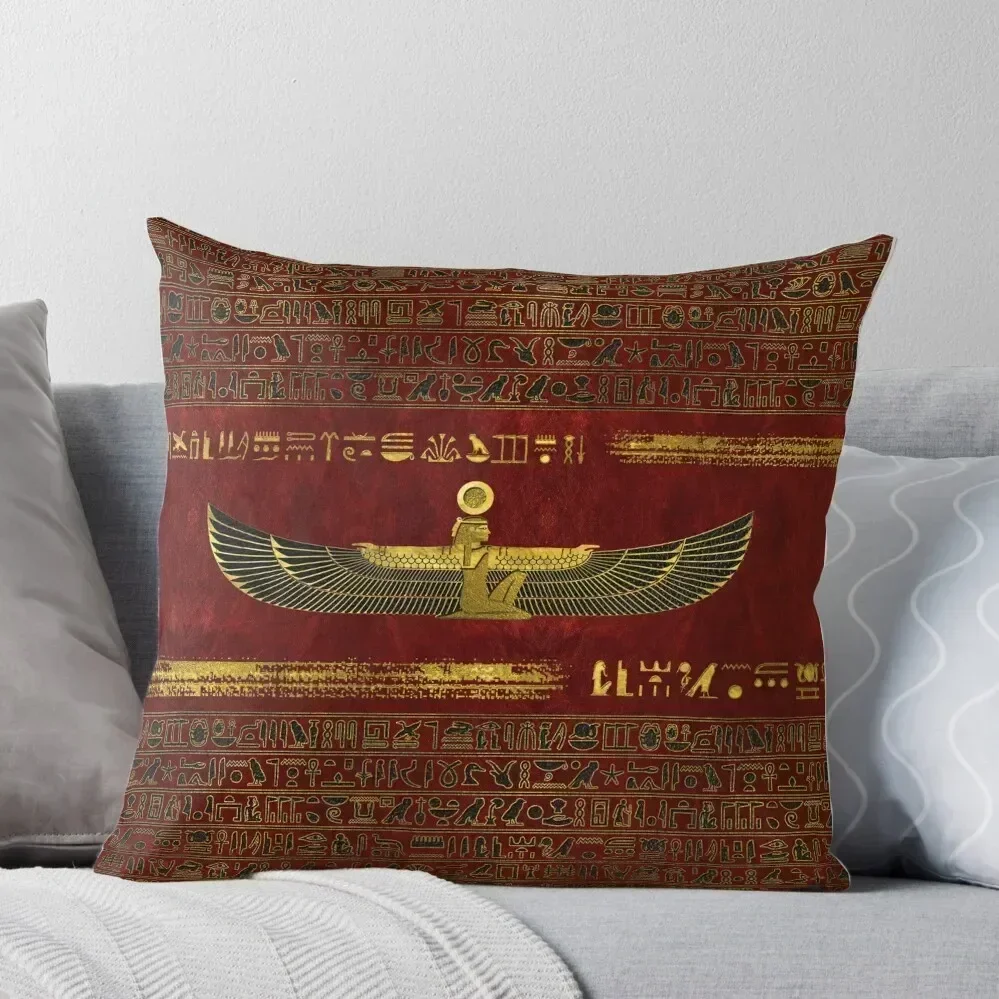 

Golden Egyptian God Ornament on red leather Throw Pillow Anime home decor items New year Pillowcases Cushion Covers Sofa pillow