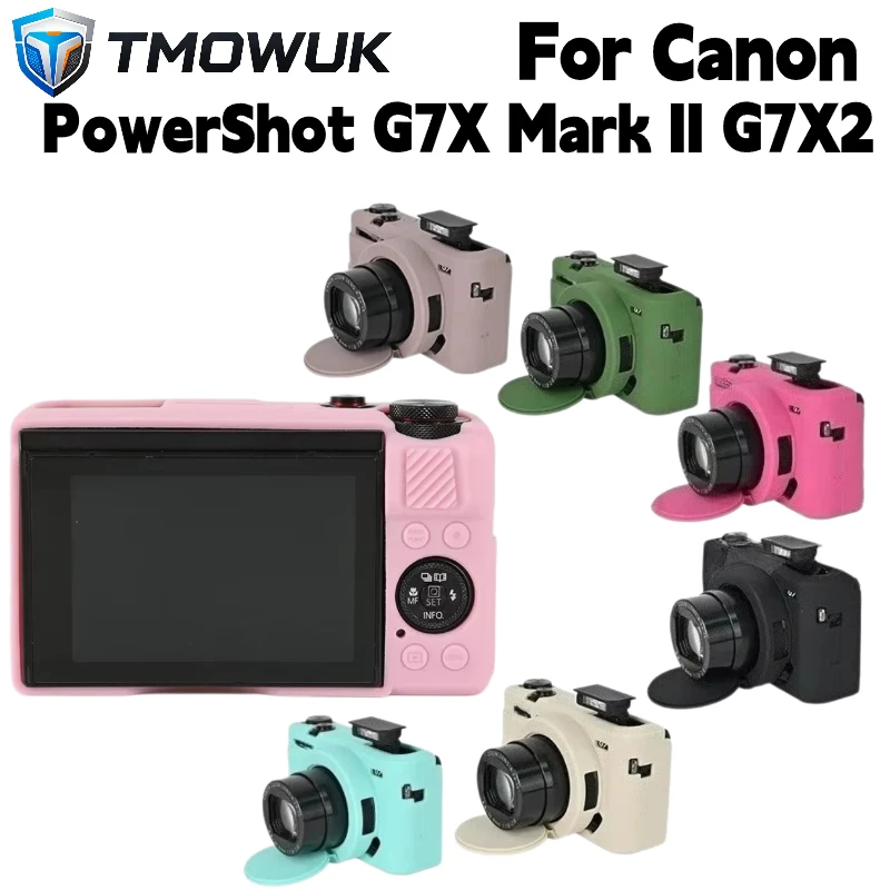 For Canon PowerShot G7X Mark II G7X2 Silicone Camera Case Shockproof Protective Cover Anti-Scratch Body Skin With Tempered Glass