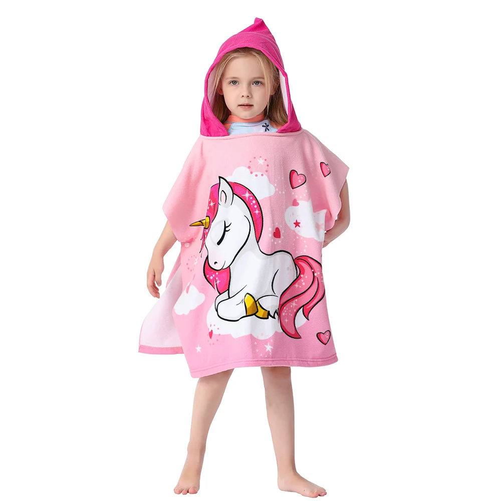 Girls Unicorn Bathrobe Baby Hooded Beach Towel Kids Mermaid Cape Towels Children Bathing Stuff Babies Shark Washcloth