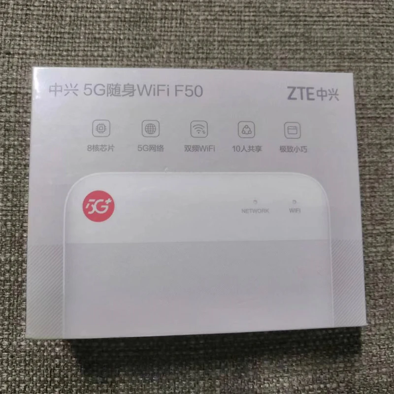 WiFi Wireless Routers Sub-6 SA, NSA, N1, 5G, Cat15, 2.4G, 5G, Cat15, 2.4G, 5G, No Battery, ZTE F50