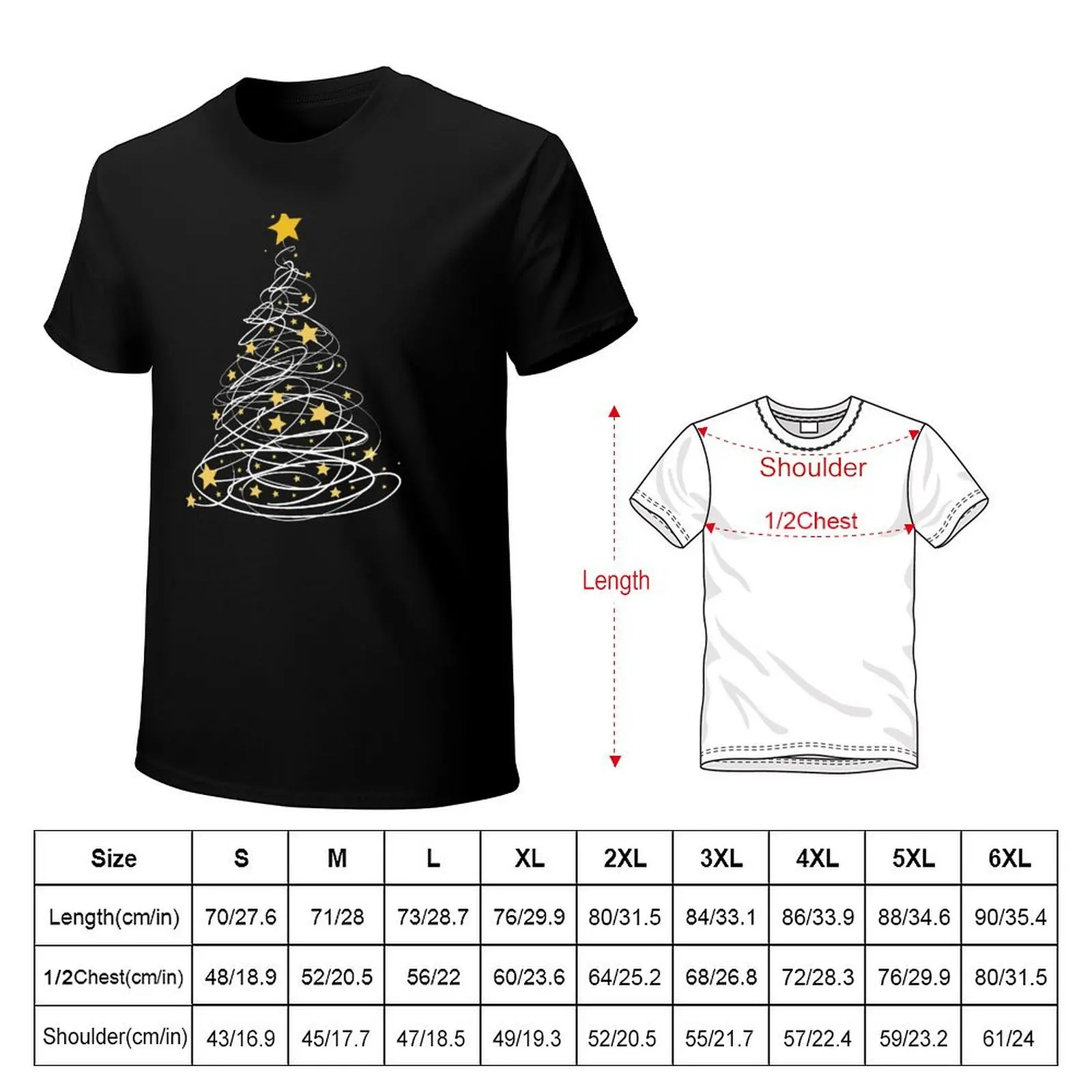 Golden Christmas Tree Pen Art Stars Cute Xmas Lover Gift T-Shirt tees anime figures summer clothes shirts men