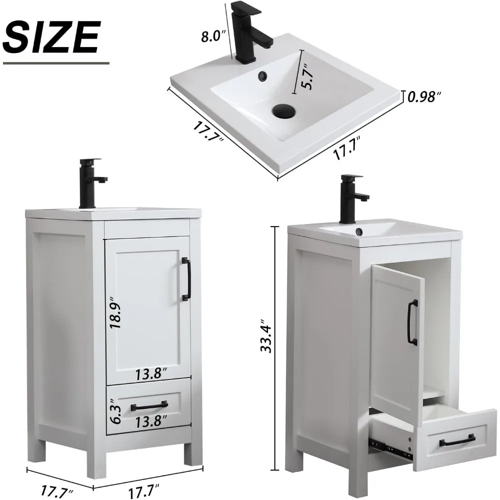 Bathroom Vanity with Sink Combo, Modern Bathroom Storage Painted Cabinet with Undercounter Ceramic Sink, Faucet and Drawers