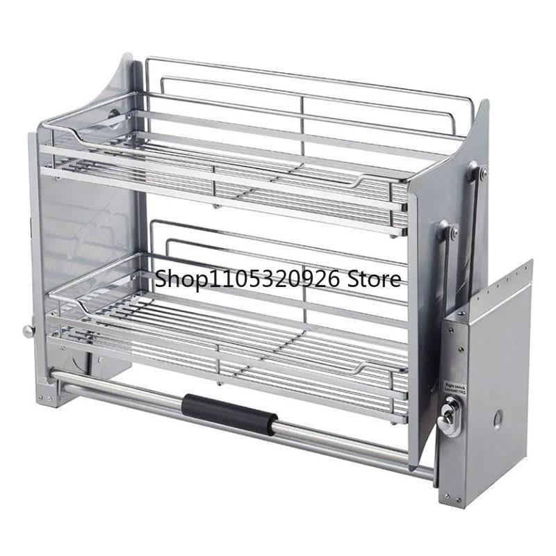 New Kitchen Wall Cabinet Elevator Basket Up Down Pull Type Cabinet Storage Rack Seasoning Dish Lift Basket