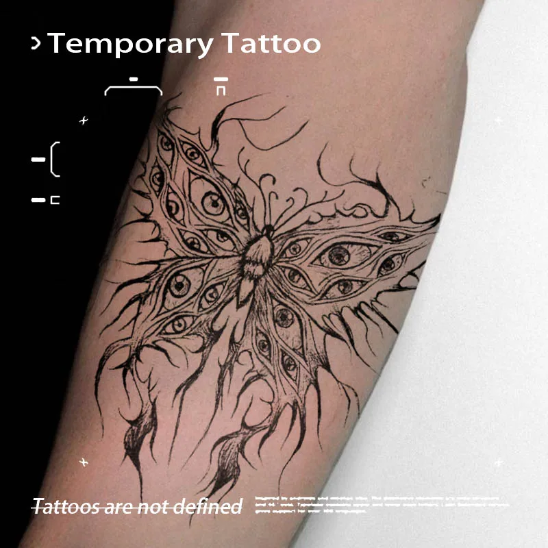 Dark Surreal Multi Eye Butterfly Thorn Herbal Juice Tattoo Sticker Waterproof Fake Tattoo Unisex Forearm Gothic Weirdcore Body