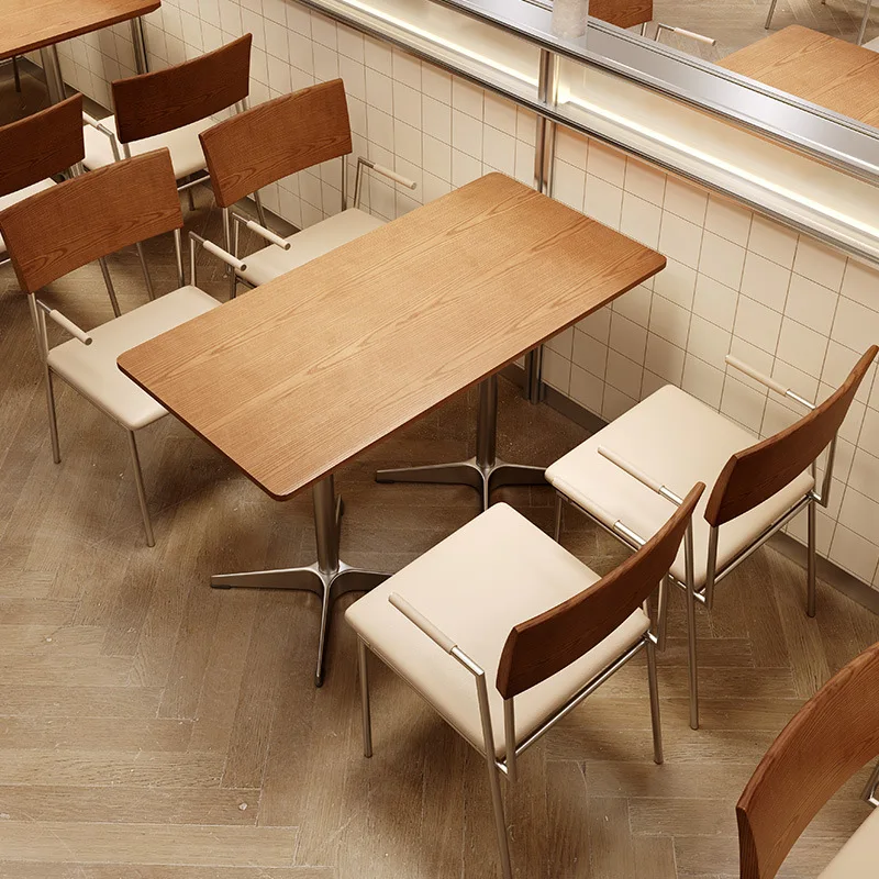 Korean coffee shop with tables and chairs combined, milk tea dessert shop, iron wrought Western restaurant with dining chairs