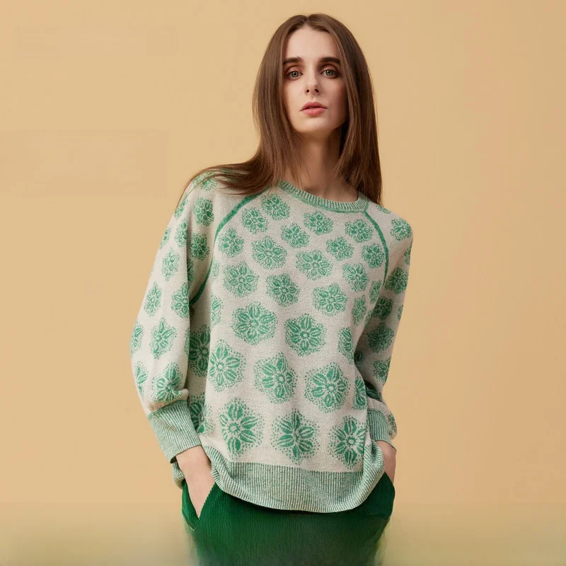 

Новый вязаный свитер на весну-осень 2025 года, двухцветный, с открытыми плечами, круглым вырезом, пуловер для женщин