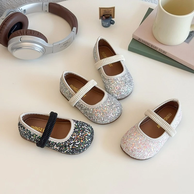 

Spring Autumn Girl's Leather Shoes Princess Party Colorful Glitter Shoes Fashion Children Performance Wedding Dress Shoes