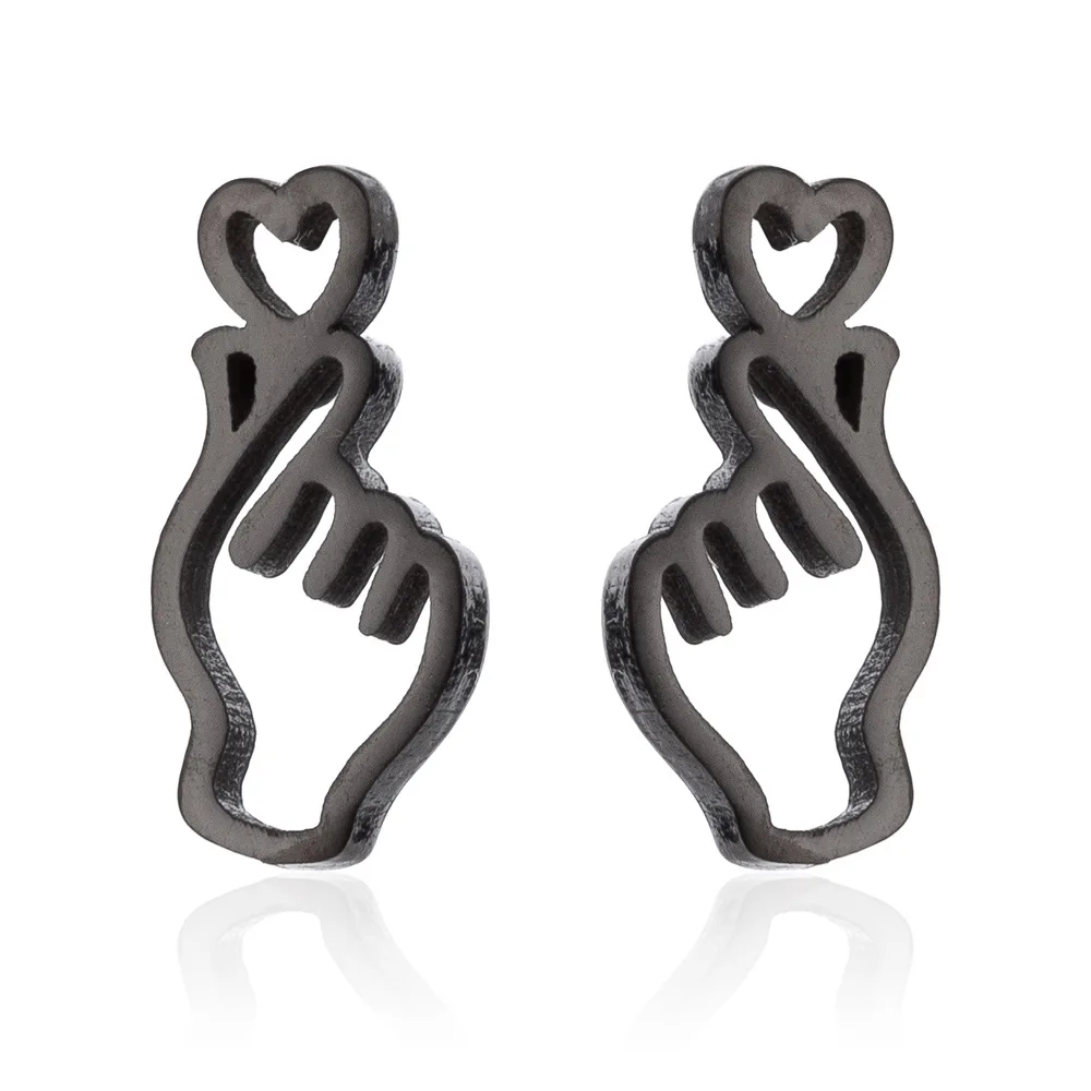 2023 Fashion Star and Moon Heart Gesture Bicycle Heartbeat Stainless Steel Earrings Jewelry Wholesale image 2