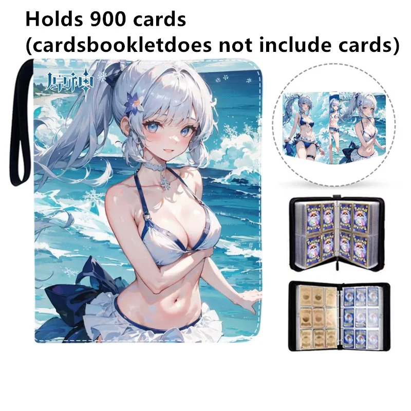 900pcs Genshin Impact ONE PIECE sexy goddess Card Album Book Folder 9 Card Slots Zipper Double Pocket Zipper Card Binder Holder