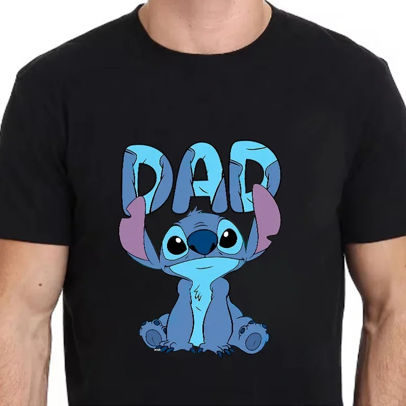 

Lilo Stitch Dad Mom Printed T Shirts Summer Women Casual Short Sleeves Streetwear T-shirt Tops Men Harajuku Aesthetics Tshirt
