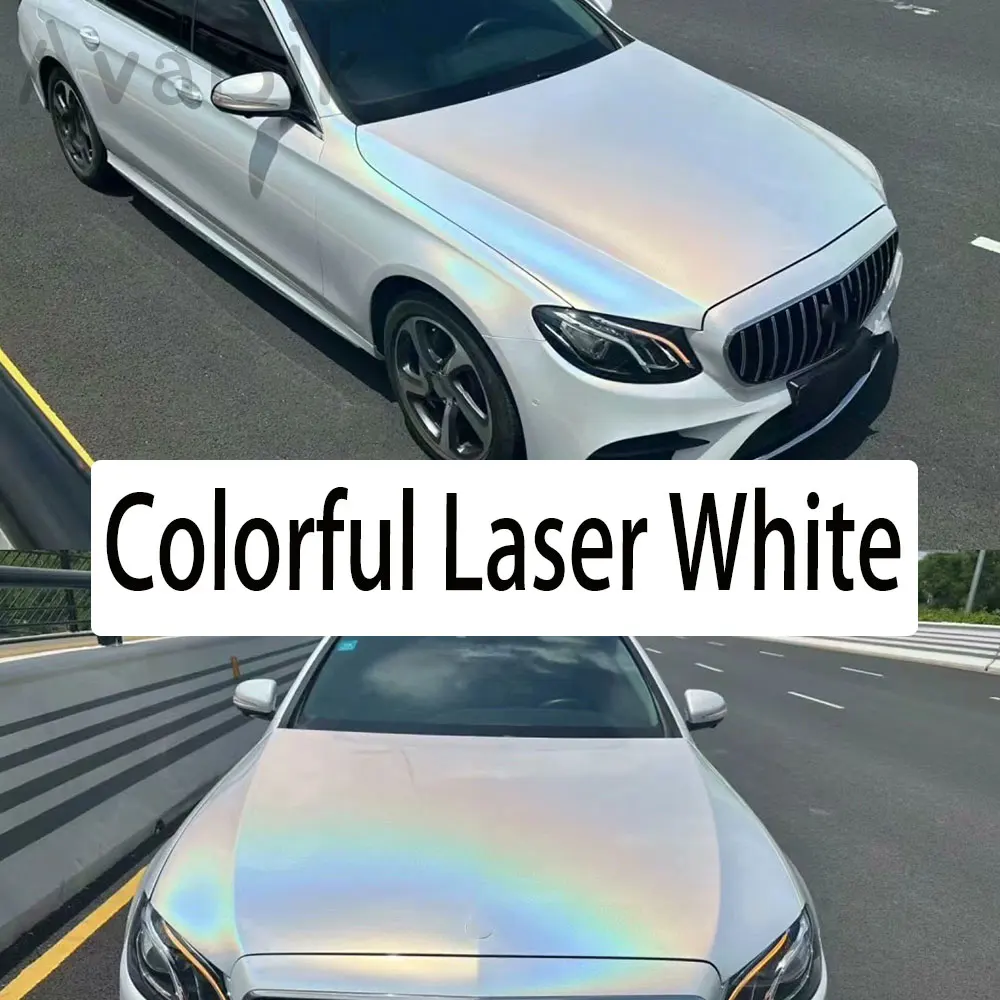 

Rainbow Laser White Car Wraps Vinyl Film Car Interior Sticker Auto Motorcycles Body Accessories CAR ctyling film Low viscosity