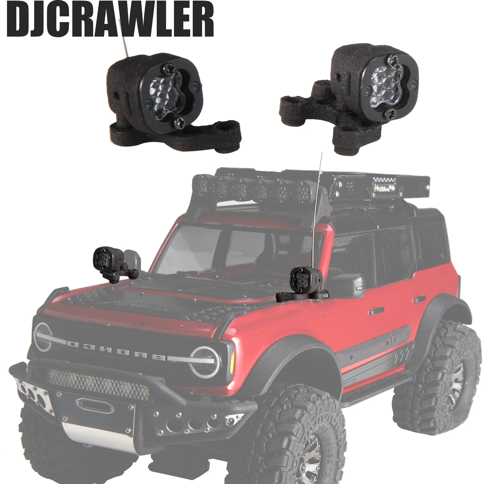 

DJC 1/18 1/24 Side Light with Metal Antenna for TRX4M Defender Bronco SCX24 Off-road Climbing Car Upgrade RC Crawler Accessories