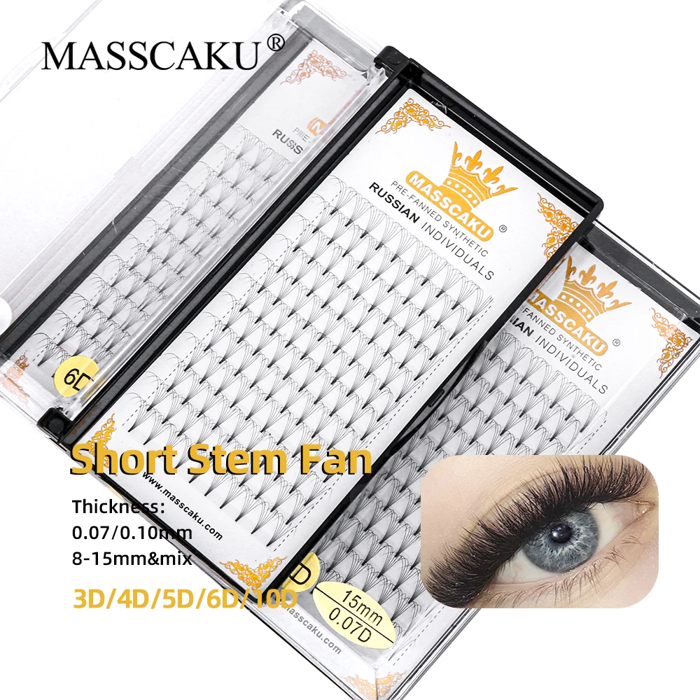 

High Quality Matte Black Split Evenly and Naturally Incoherent Root Handmade Eyelash 3D 4D 5D 6D 10D Premade Fan Short Stem Lash