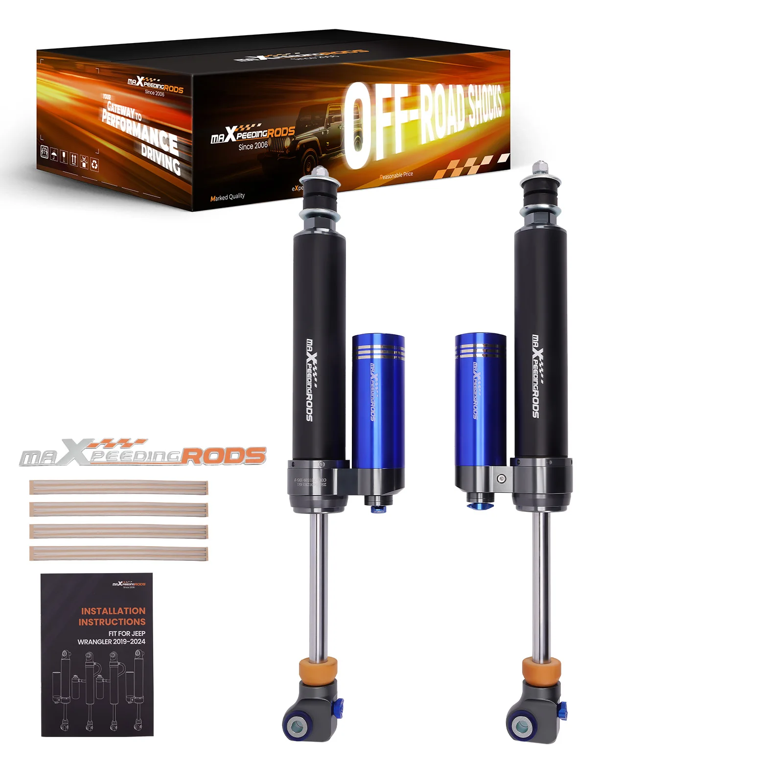 MaXpeedingrods X3 Series Remote-Reservoir Rise 0-1.5 Inches FRONT Shocks For FORD F250 F350 F450 F550 Super Duty 2005-2016 AWD