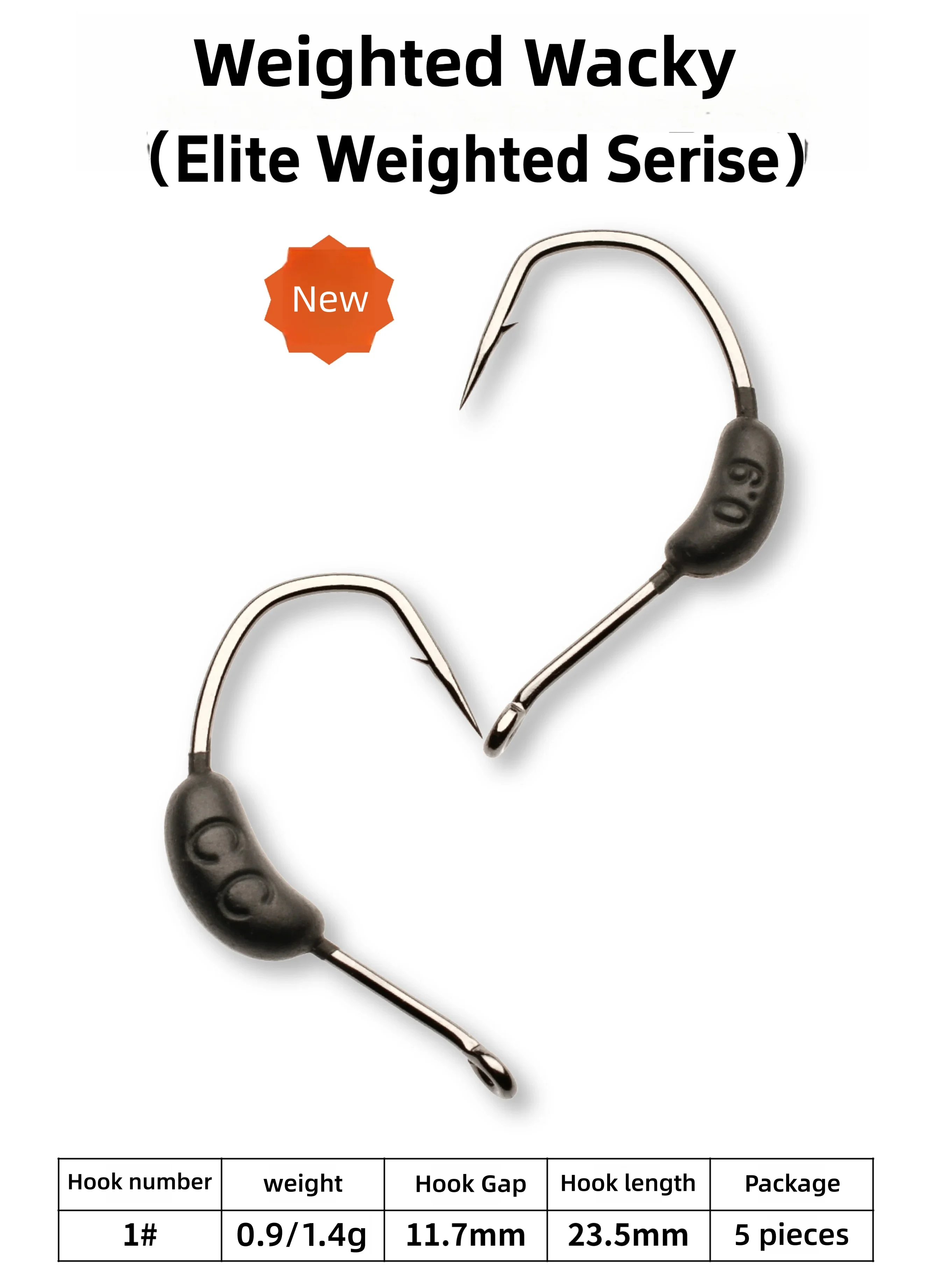 Cast&Catch gewichtete verrückte Haken mit 0,9 g/1,4 g Sinker-Barbed Anti-Escape-Köder-Angelhaken, 5er-Pack für Süßwasserbarsch/Forelle – Detail 1