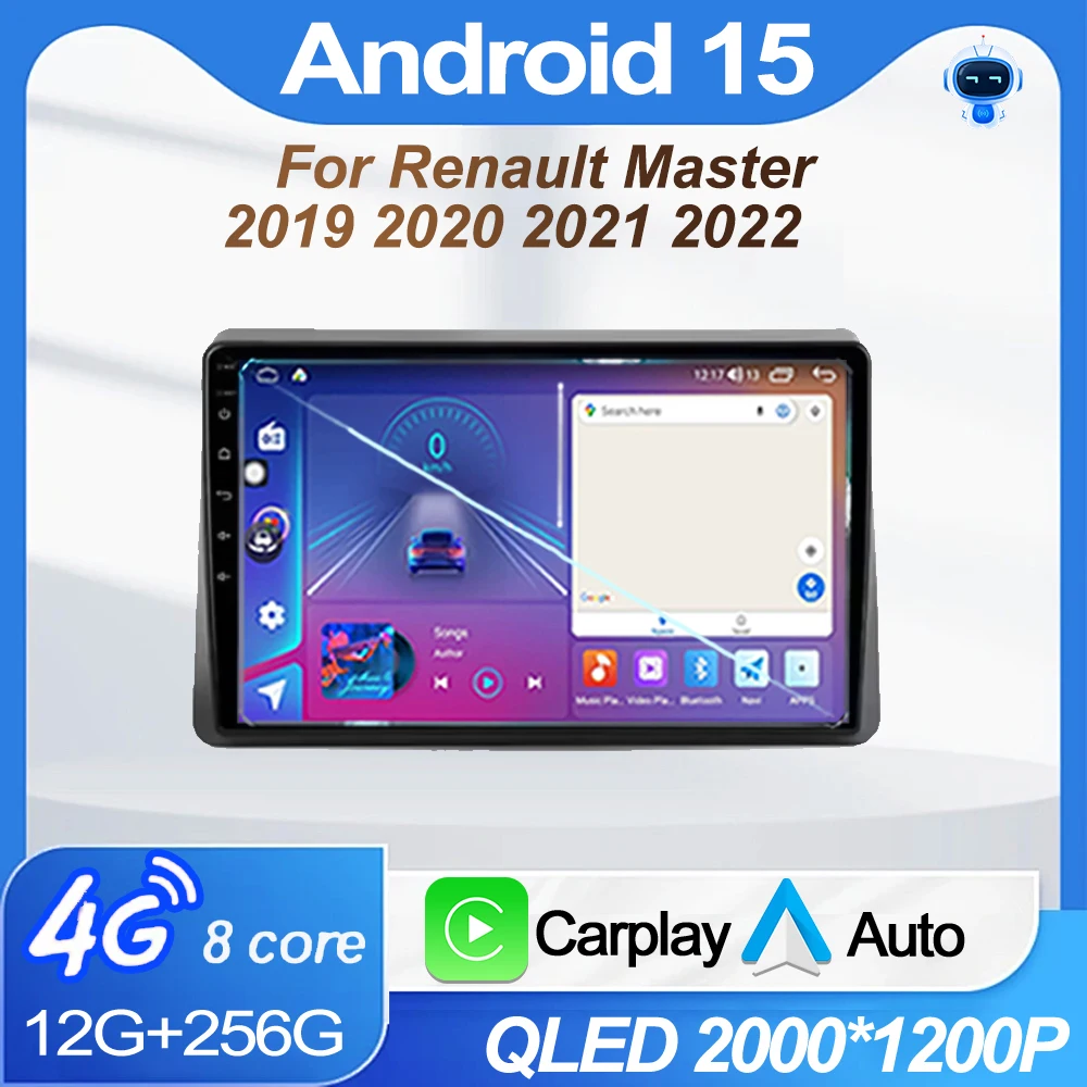 

Для Renault Master 2019 2020 2021 2022 Автомобильный мультимедийный видеоплеер с GPS-навигацией, беспроводной Carplay без 2Din DVD-плеер