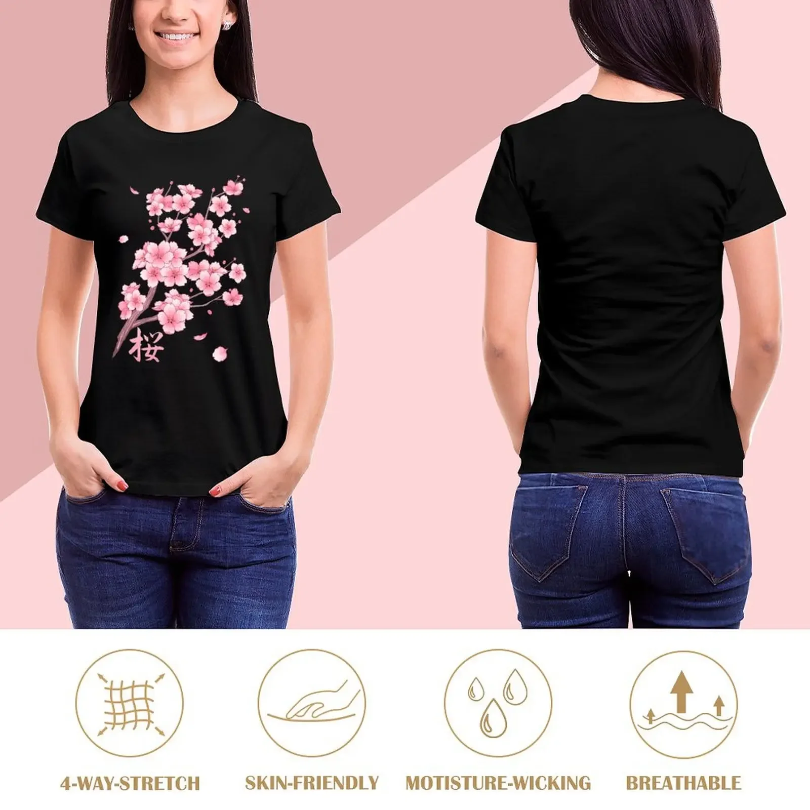 Falling Sakura Cherry Blossom T-Shirt lady clothes vintage clothes t-shirt dress for Women sexy