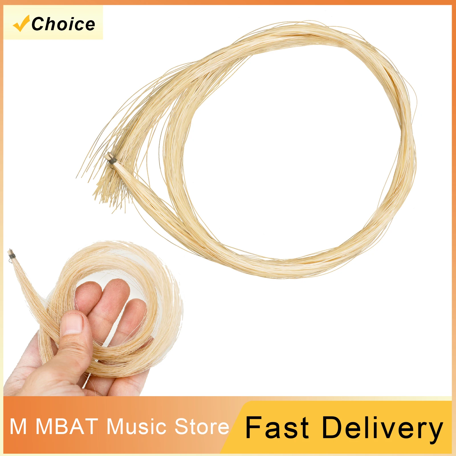 Violin Bow Hair For 4/4 3/4 1/2 1/8 1/4 Violin Horsehair White Natural Horsehair Bow Hair Horse Tail Violin Replace Parts