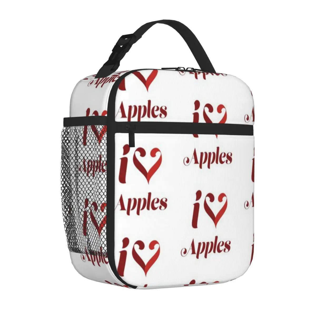 ホットセール-アップル柄-ボールドカラー-折りたたみ式ランチバッグ-お買い物用-学校用ランチバッグ