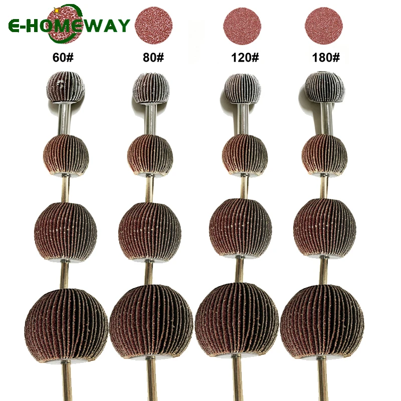 16er-Pack Schleifpapier-Fächerscheiben, 20/30/40/50 mm Durchmesser, 60/80/120/180 Körnung, 1/4" (6 mm) Schaft, Vollsortiment Testmusterset, Schleifwerkzeuge – Detail 1