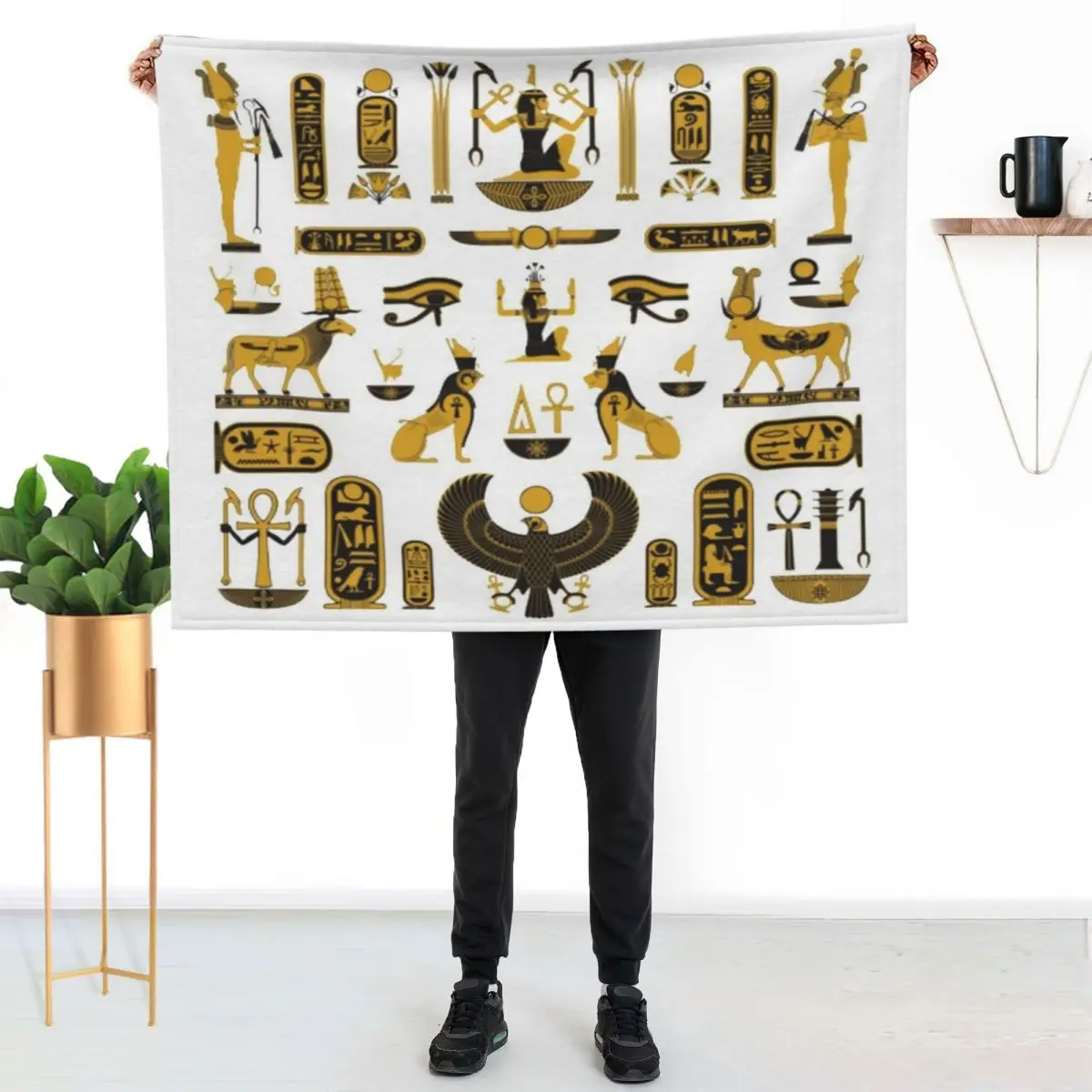 

Ancient Egyptian symbols Throw Blanket Soft Sherpa Fleece Warm Blanket for Winter