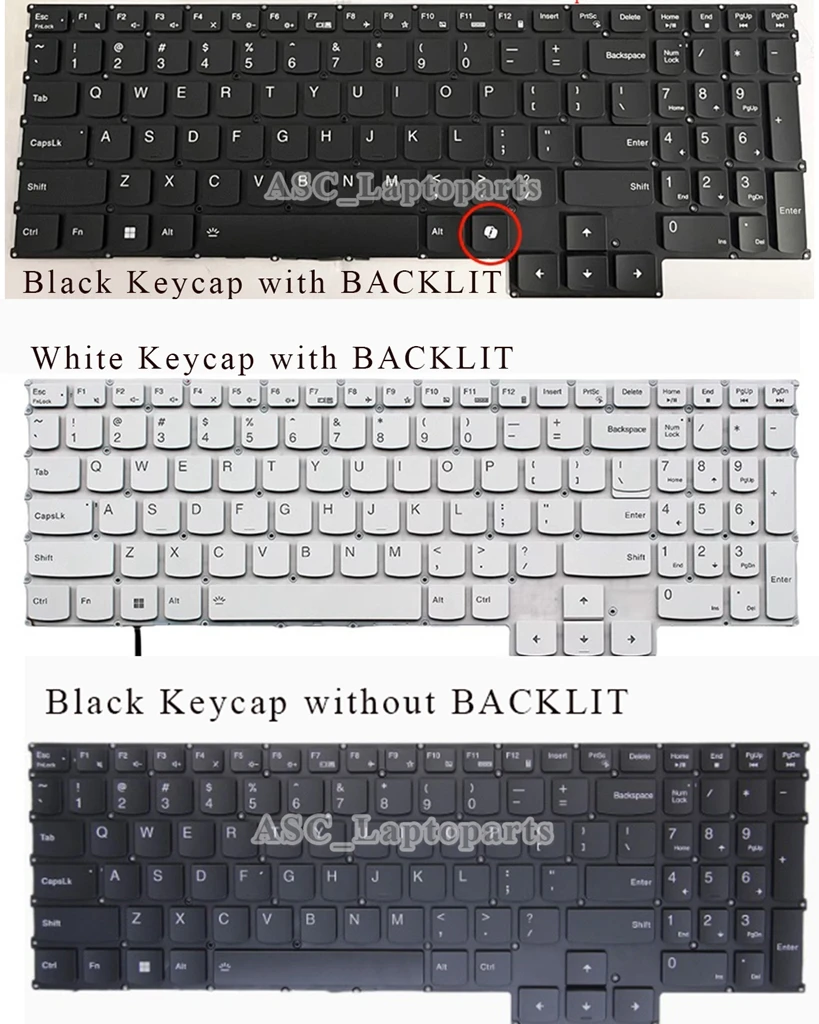 New US QWERTY Keyboard for LENOVO Y7000P R7000P AHP9 ARP9 2024 Legion 5 16IRX9 Black / Gray / White with BACKLIT , no Frame