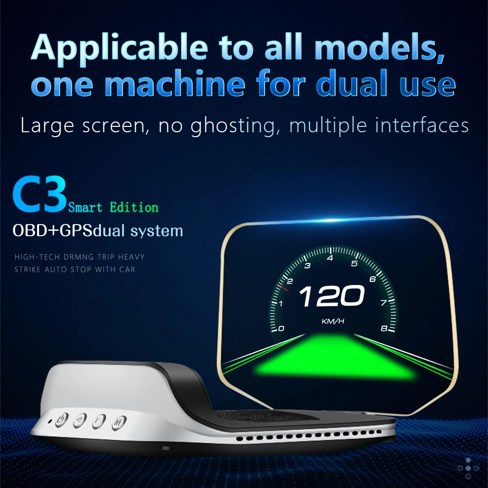 

Автомобильный проекционный дисплей C3 GPS + OBD (HUD) – электронный аксессуар для авто, портативный спидометр, версии с и без навигации