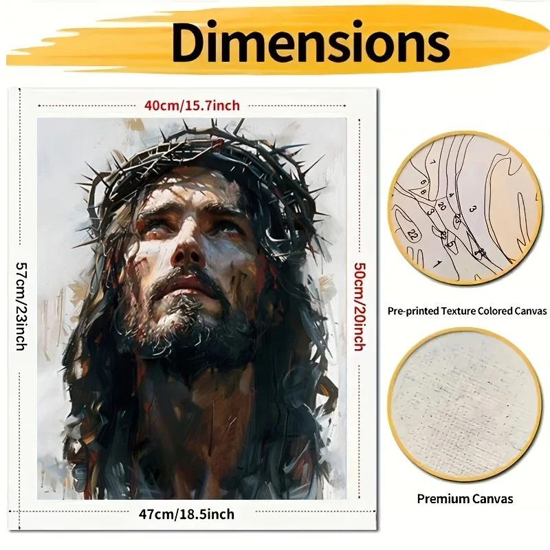 Professional Art Use 1pc Beginner-Friendly DIY Adult Paint by Numbers Kit - Includes Acrylic Paints, Canvas, 3 Paintbrushes, and